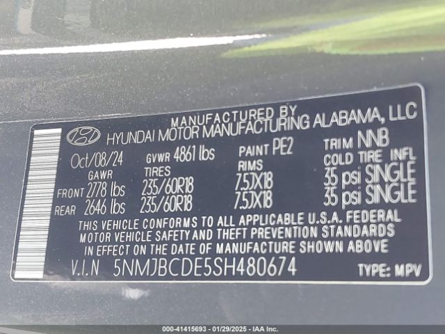 5NMJBCDE5SH480674 Hyundai TUCSON SEL