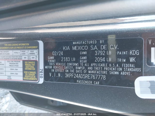 3KPF24AD5RE767778 KIA Forte Lxs