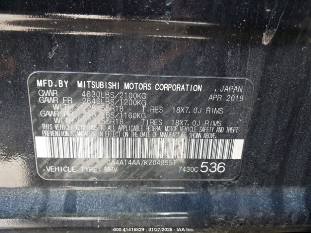 2019 MITSUBISHI ECLIPSE CROSS JA4AT4AA7KZ048551 Photo 8