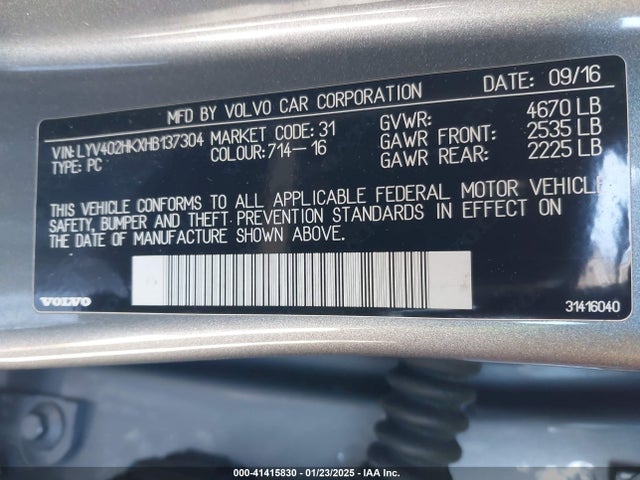 LYV402HKXHB137304 Volvo S60 Inscription T5