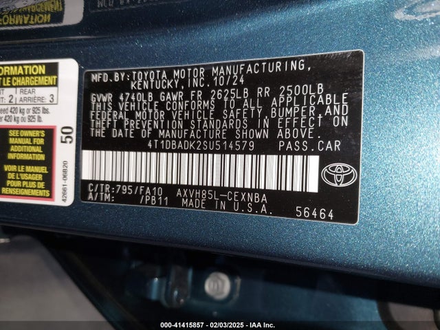 Toyota CAMRY LE 2025 4T1DBADK2SU514579 Image 9