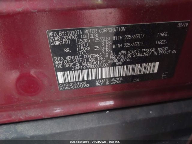 JTMP1RFV9KD023002 Toyota Rav4 Xle