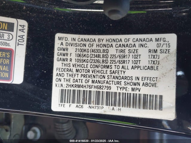 Honda Cr-v Ex-l 2015 2HKRM4H76FH682799 Image 9