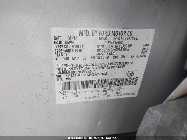 1FM5K8B8XFGA25128 Ford Explorer