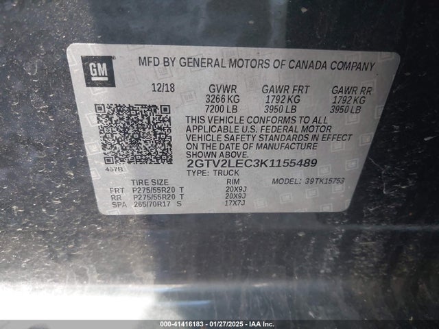 2GTV2LEC3K1155489 GMC SIERRA 1500 LIMITED