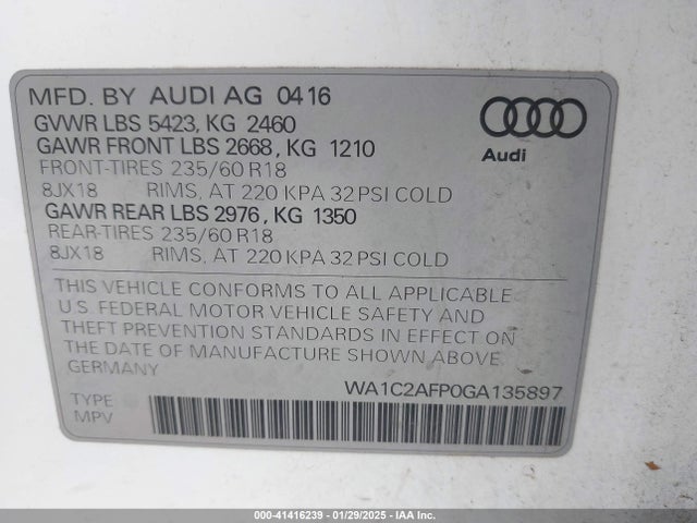 2016 AUDI Q5 WA1C2AFP0GA135897 Photo 8