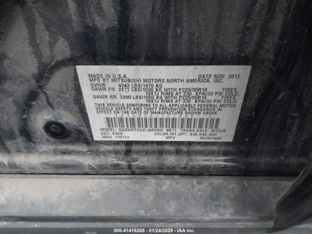 2013 MITSUBISHI OUTLANDER SPORT 4A4AR3AU2DE008714 Photo 8