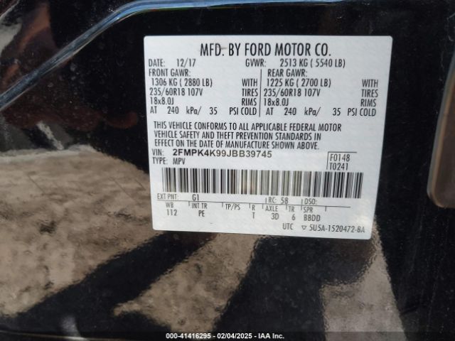 2018 FORD EDGE 2FMPK4K99JBB39745 Photo 8