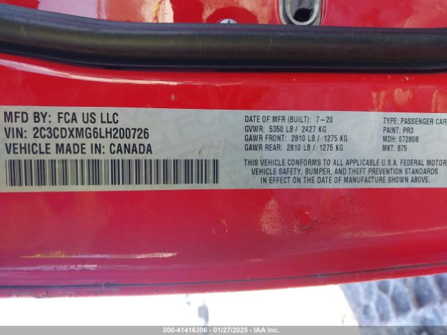 2020 DODGE CHARGER 2C3CDXMG6LH200726 Photo 8