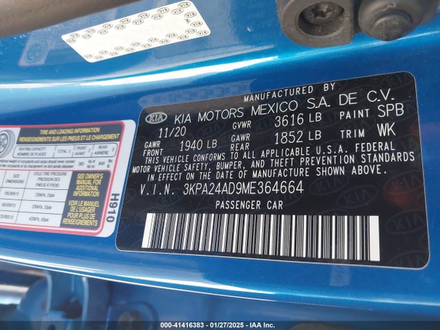 3KPA24AD9ME364664 KIA RIO S