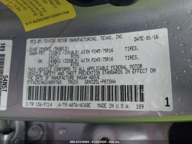 5TFAZ5CN6GX009768 Toyota Tacoma Sr5 V6