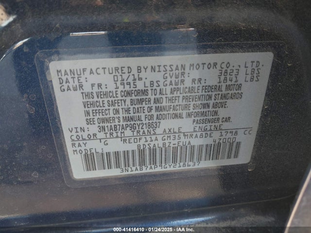 3N1AB7AP9GY218637 Nissan SENTRA S