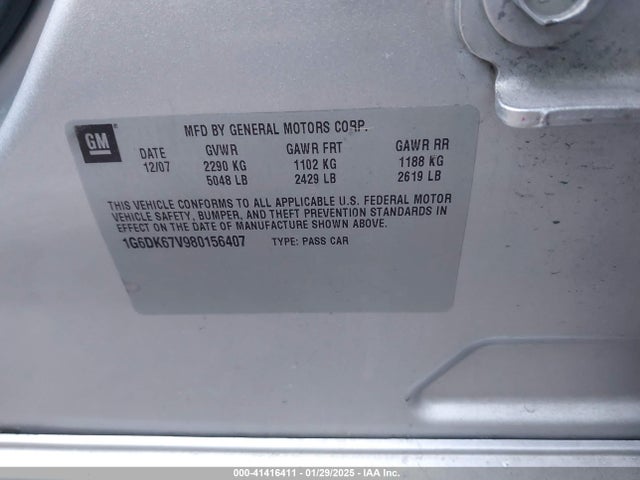 2008 CADILLAC STS 1G6DK67V980156407 Photo 8