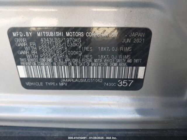 JA4ARUAU5MU031062 Mitsubishi Outlander Sport 2.0 Be Awc/2.0 Es Awc/2.0 Le Awc/2.0 Se Awc
