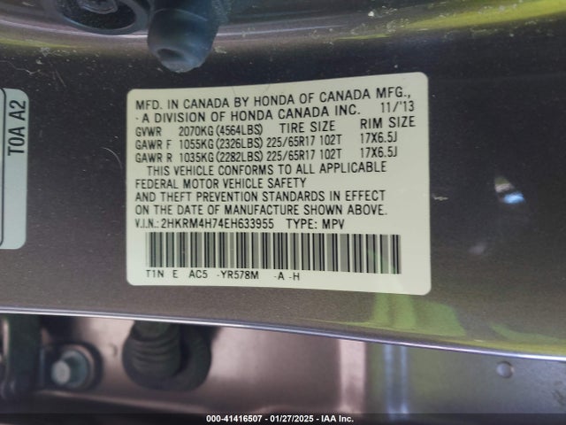 Honda Cr-v Ex-l 2014 2HKRM4H74EH633955 Image 9