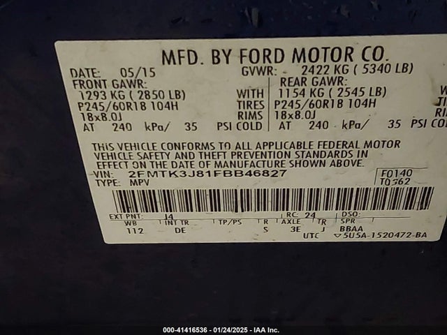 2FMTK3J81FBB46827 Ford EDGE SEL