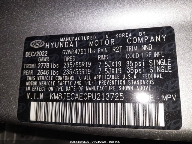 KM8JECAE0PU213725 Hyundai Tucson Limited