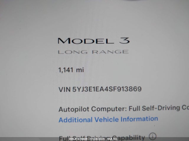 5YJ3E1EA4SF913869 Tesla MODEL 3