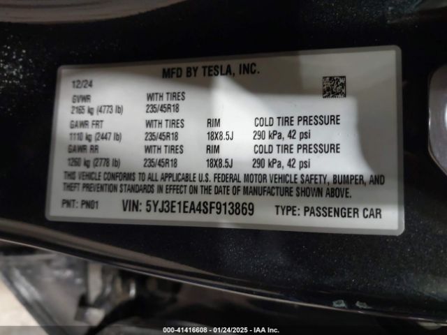 2025 TESLA MODEL 3 5YJ3E1EA4SF913869 Photo 8