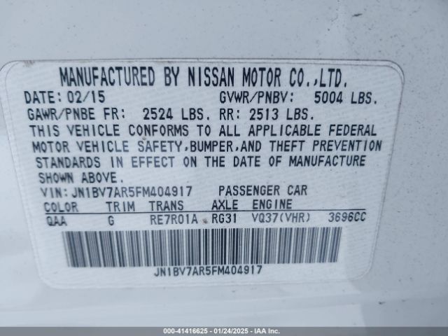 JN1BV7AR5FM404917 Infiniti Q50 Premium