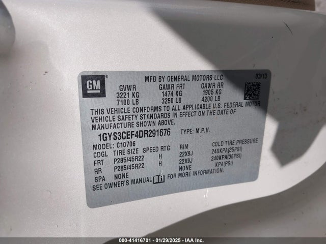 2013 CADILLAC ESCALADE 1GYS3CEF4DR291676 Photo 8