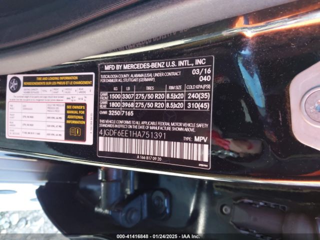4JGDF6EE1HA751391 Mercedes-Benz Gls 450 4matic