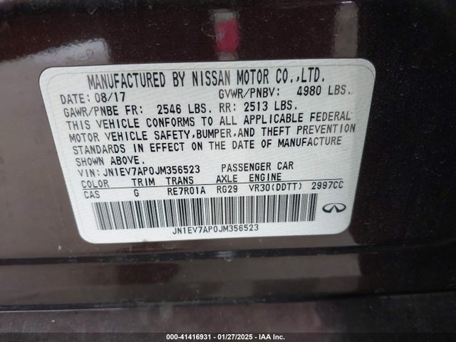 JN1EV7AP0JM356523 Infiniti Q50 3.0t Luxe