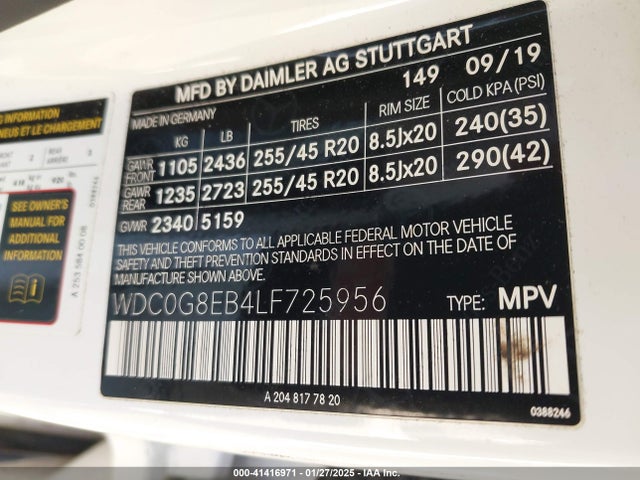 WDC0G8EB4LF725956 Mercedes-Benz Glc 300 4matic