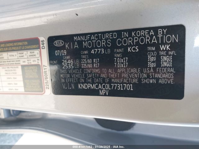 KNDPMCAC0L7731701 KIA Sportage Lx