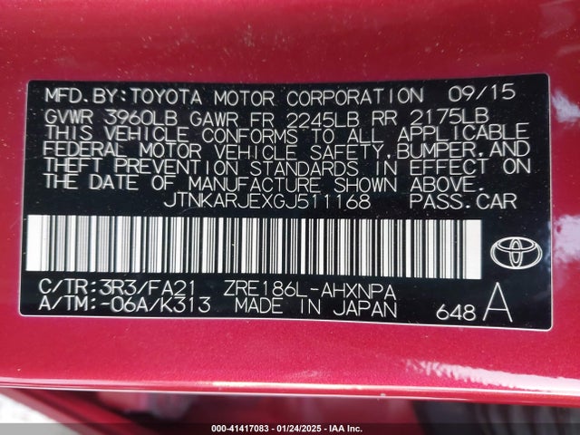 JTNKARJEXGJ511168 Scion 2zr-fae