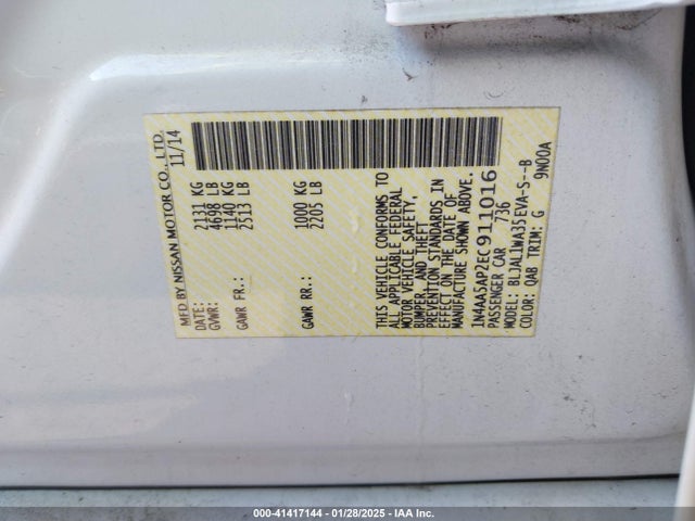 Nissan Maxima 3.5 Sv 2014 1N4AA5AP2EC911016 Image 9