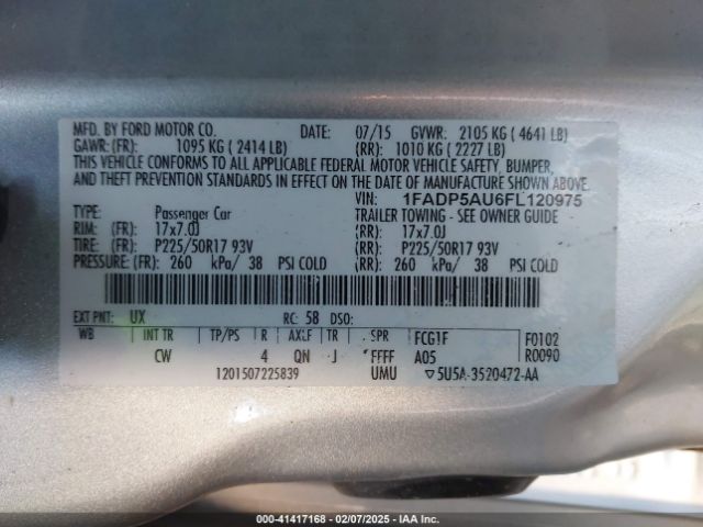 1FADP5AU6FL120975 Ford C-max Hybrid Se