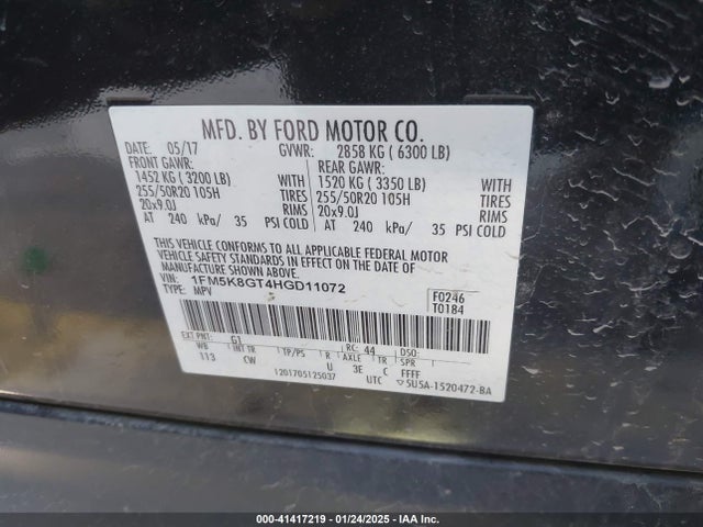 1FM5K8GT4HGD11072 Ford EXPLORER SPORT