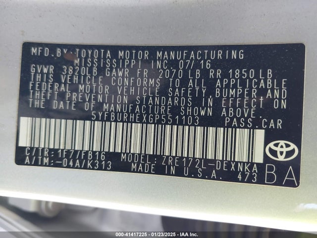 Toyota Corolla Le Plus 2016 5YFBURHEXGP551103 Image 9
