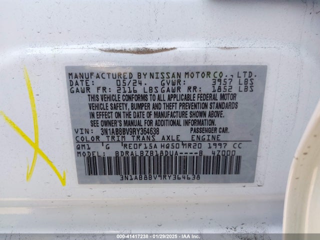 3N1AB8BV9RY364638 Nissan Sentra S Xtronic Cvt