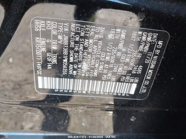 JN8BT3BB1PW356355 Nissan Rogue Sv Intelligent Awd