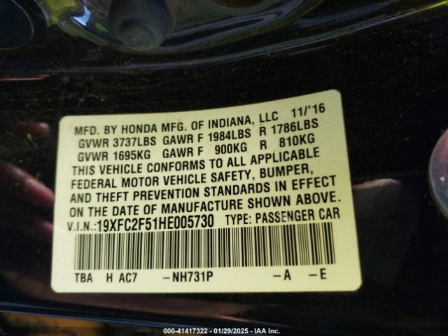 19XFC2F51HE005730 Honda Civic Lx