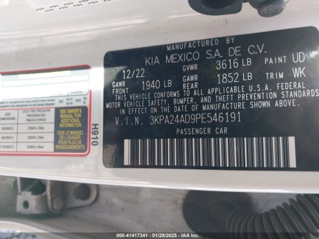 3KPA24AD9PE546191 KIA RIO S