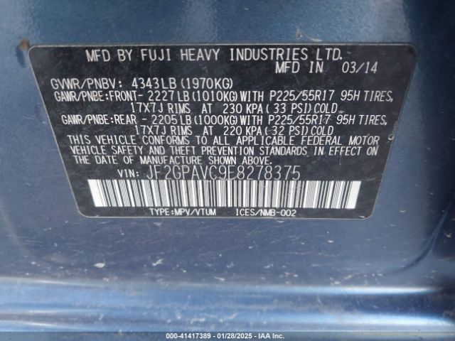 JF2GPAVC9E8278375 Subaru Xv Crosstrek 2.0i Premium