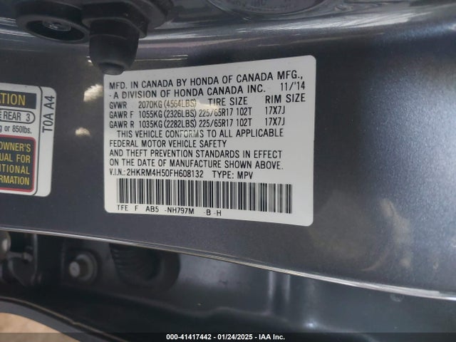Honda CR-V EX 2015 2HKRM4H50FH608132 Image 9