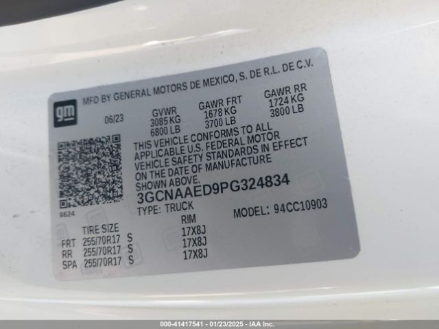 3GCNAAED9PG324834 Chevrolet Silverado 1500 2wd  Long Bed Wt
