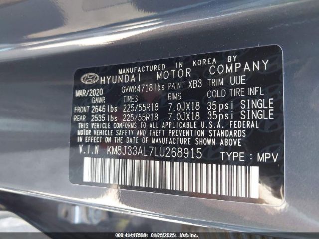 KM8J33AL7LU268915 Hyundai Tucson Limited
