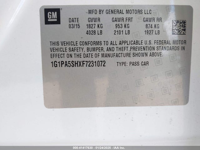 1G1PA5SHXF7231072 Chevrolet Cruze Ls Auto