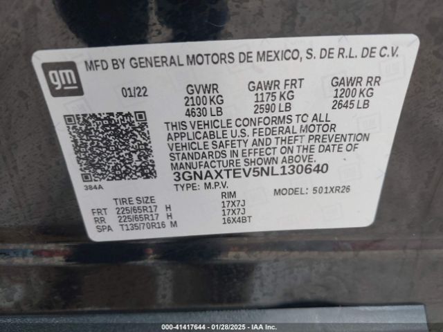 2022 CHEVROLET EQUINOX 3GNAXTEV5NL130640 Photo 8