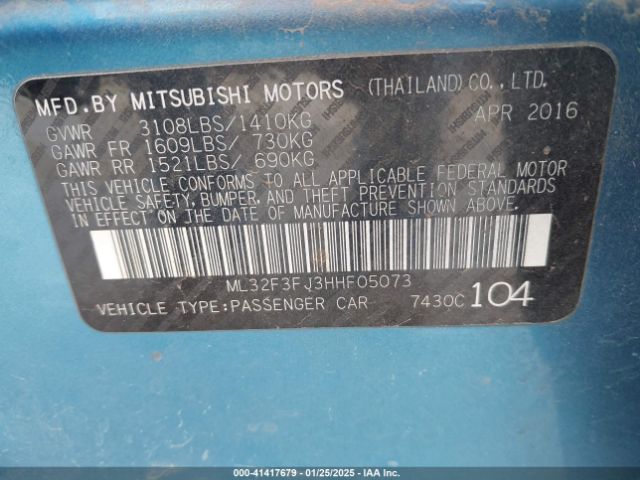 ML32F3FJ3HHF05073 Mitsubishi Mirage G4 Es