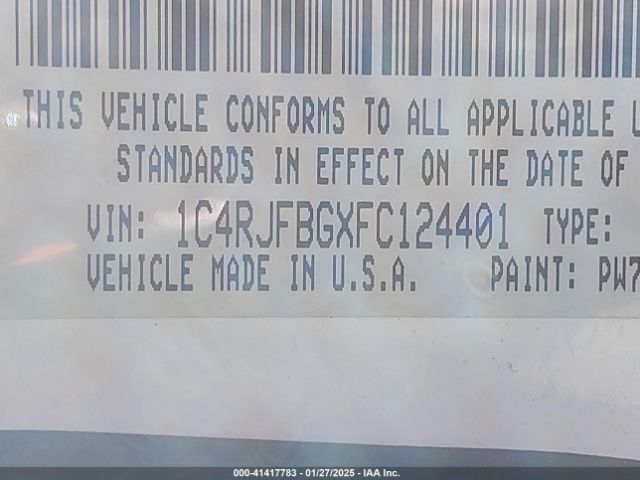 1C4RJFBGXFC124401 Jeep Grand Cherokee Limited