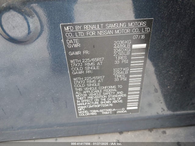 Nissan ROGUE SV 2016 KNMAT2MT6GP723476 Image 9