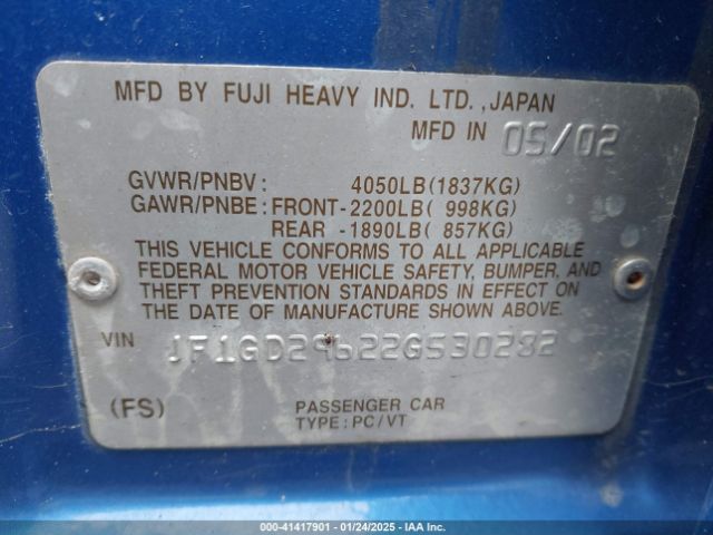 2002 SUBARU IMPREZA JF1GD29622G530282 Photo 8