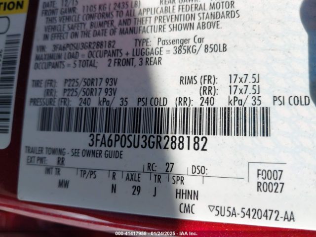 3FA6P0SU3GR288182 Ford Fusion Energi Titanium