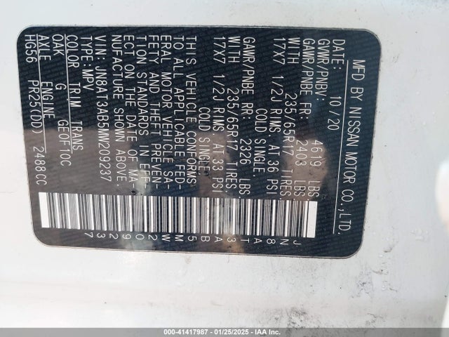 Nissan Rogue S Intelligent Awd 2021 JN8AT3AB5MW209237 Image 9